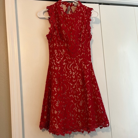 XS High Neck Red Dress with Open Back - Picture 1 of 2